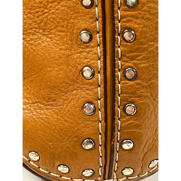 Michael Kors Astor Large Cognac Leather Drawstring Tote Bag Studded Detail - Picture 4 of 15